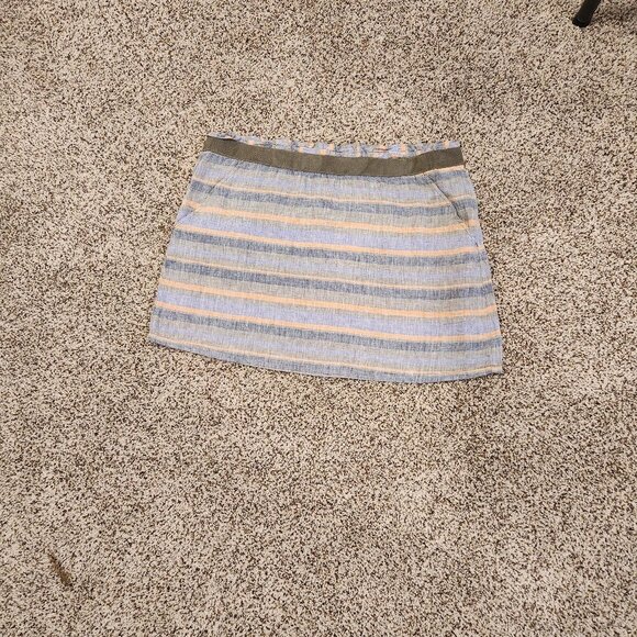 Toad & Co Linette Skirt Size XL 100% Linen Striped Mini Pockets Stretch New NWT - Picture 1 of 5